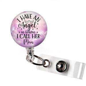 Badge Reel Memorial Angel in Heaven Mom Retractable ID Holder